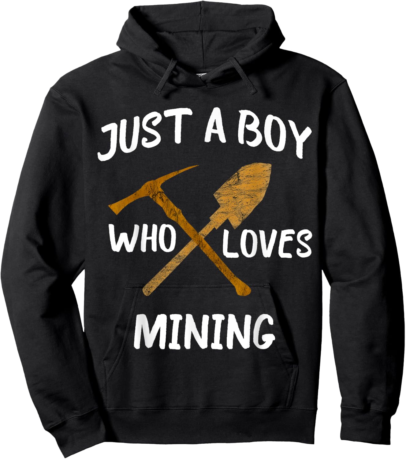Just A Boy Who Loves Mining Gold Coal Miner Pickaxe Hoodie - Hoodie | Black