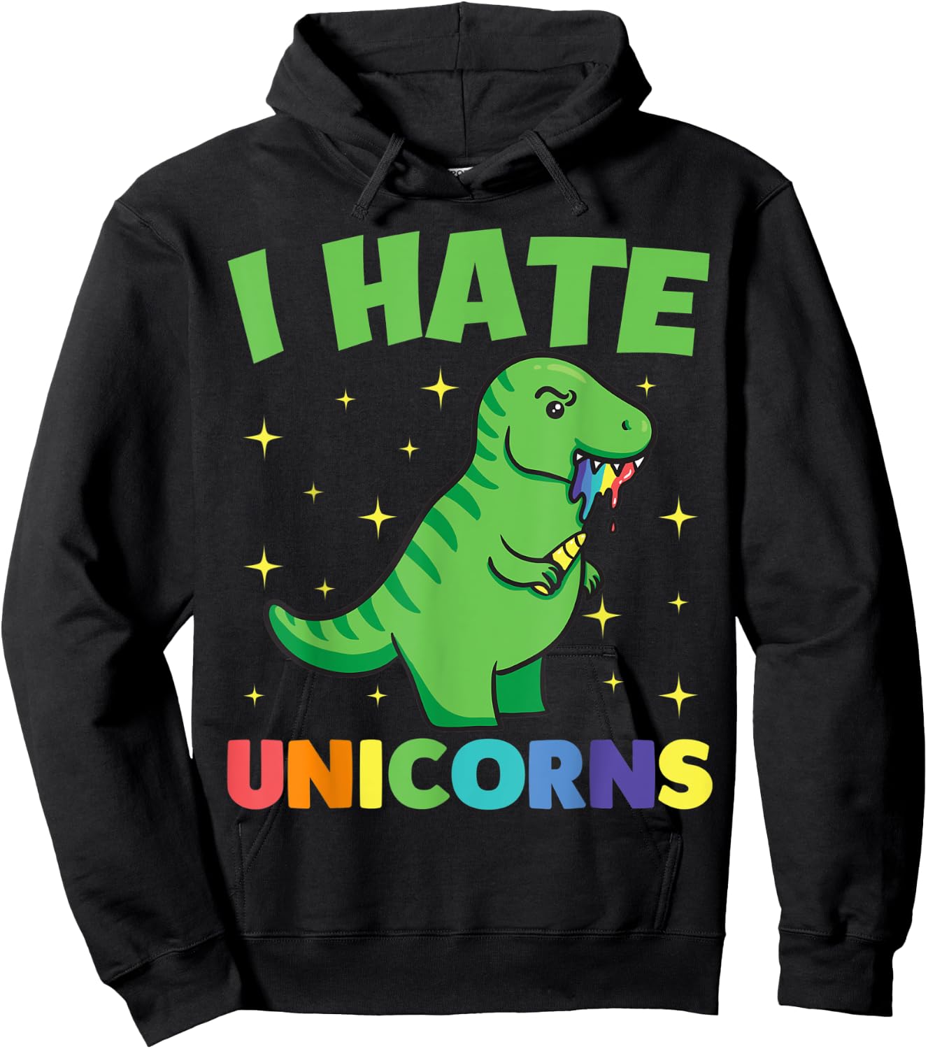 I Hate Unicorns Shirt with Dinosaur Hoodie - Hoodie | Black