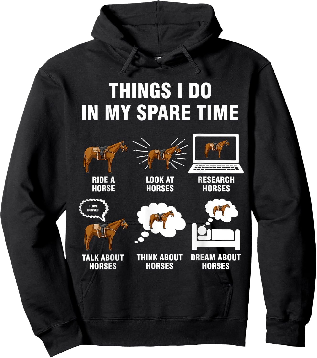 6 Things I Do In My Spare Time - Horse Riding Hoodie - Hoodie | Black
