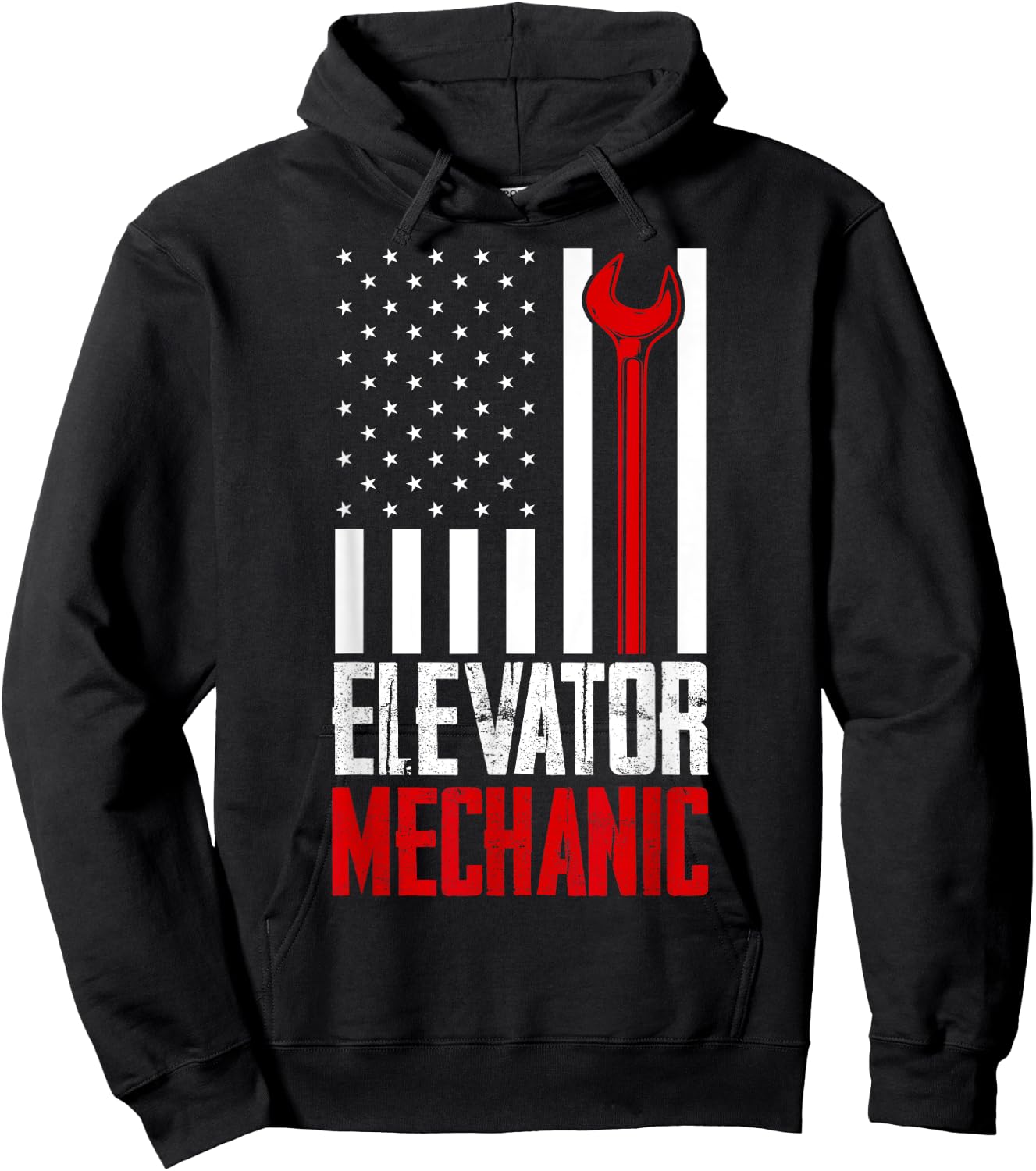 Elevator Mechanic American Flag Gift Elevator Technician Hoodie - Hoodie | Black