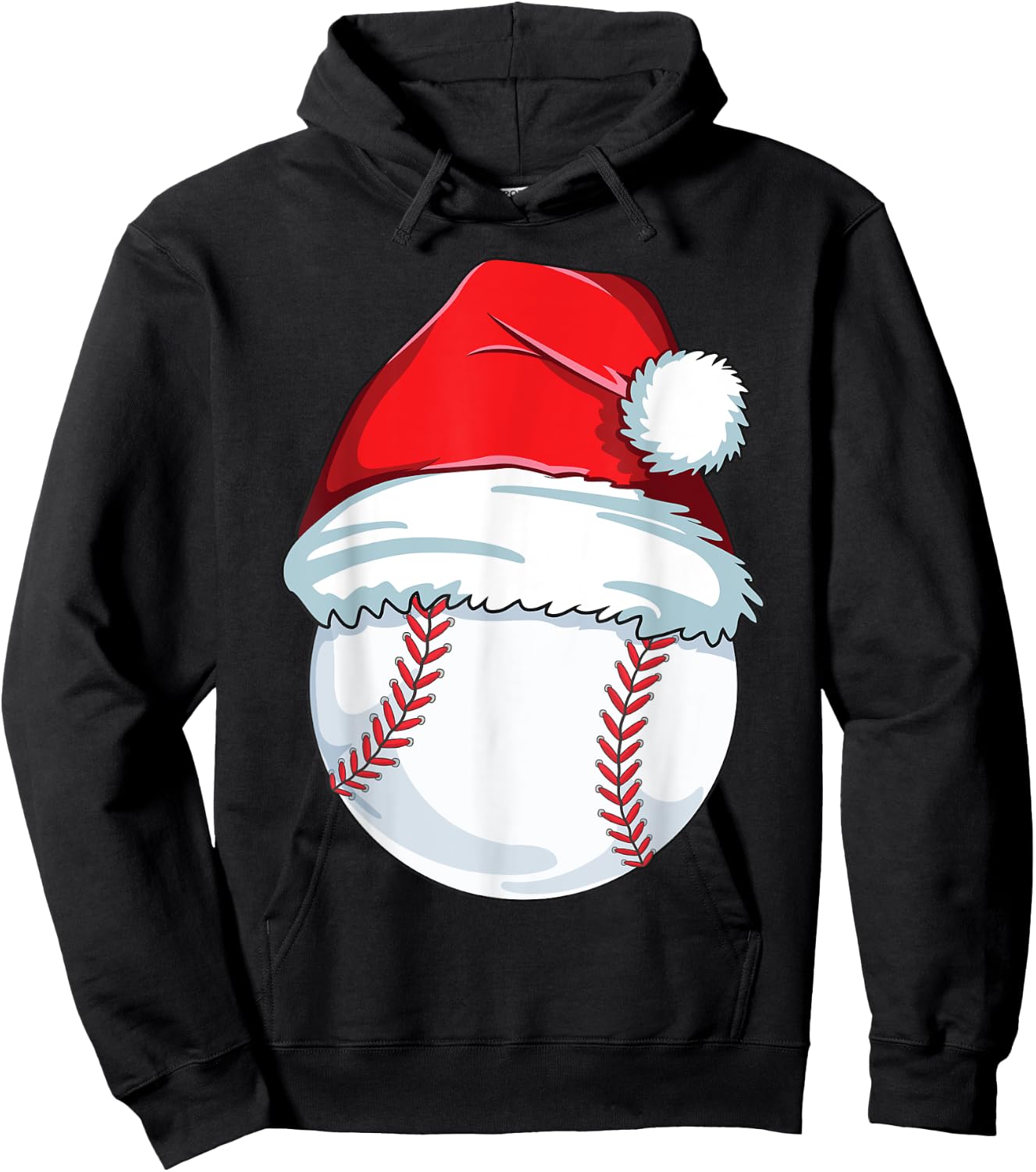 Christmas Baseball Xmas Santa Hat Ball Kids Boys Men Hoodie - Hoodie | Black