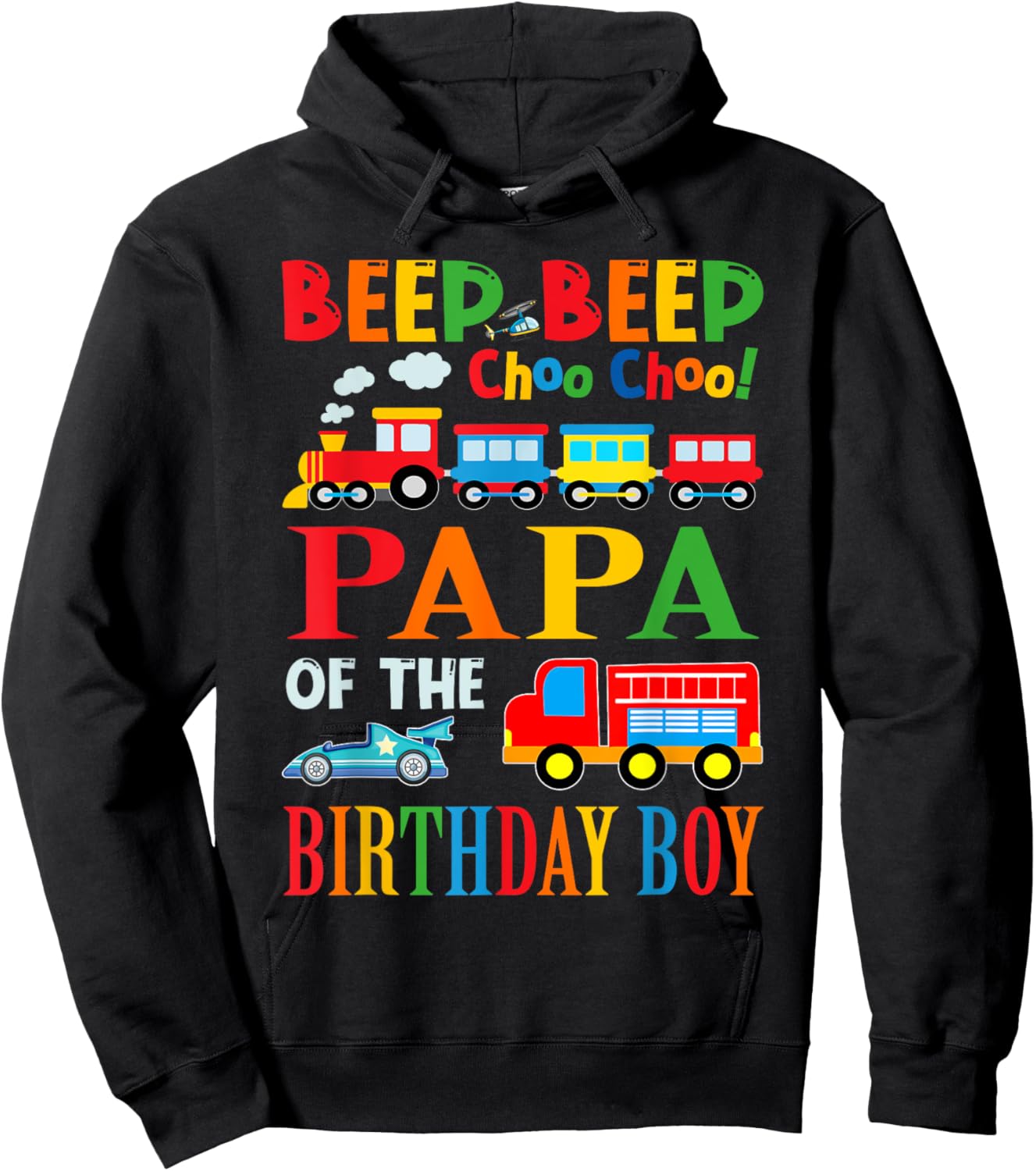 Papa Of The Birthday Boy Transportation Family Matching Hoodie - Hoodie | Black