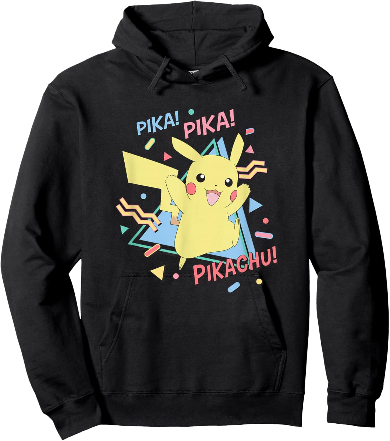Pokémon Pikachu Retro Nineties Pika Pika Portrait Hoodie - Hoodie | Black