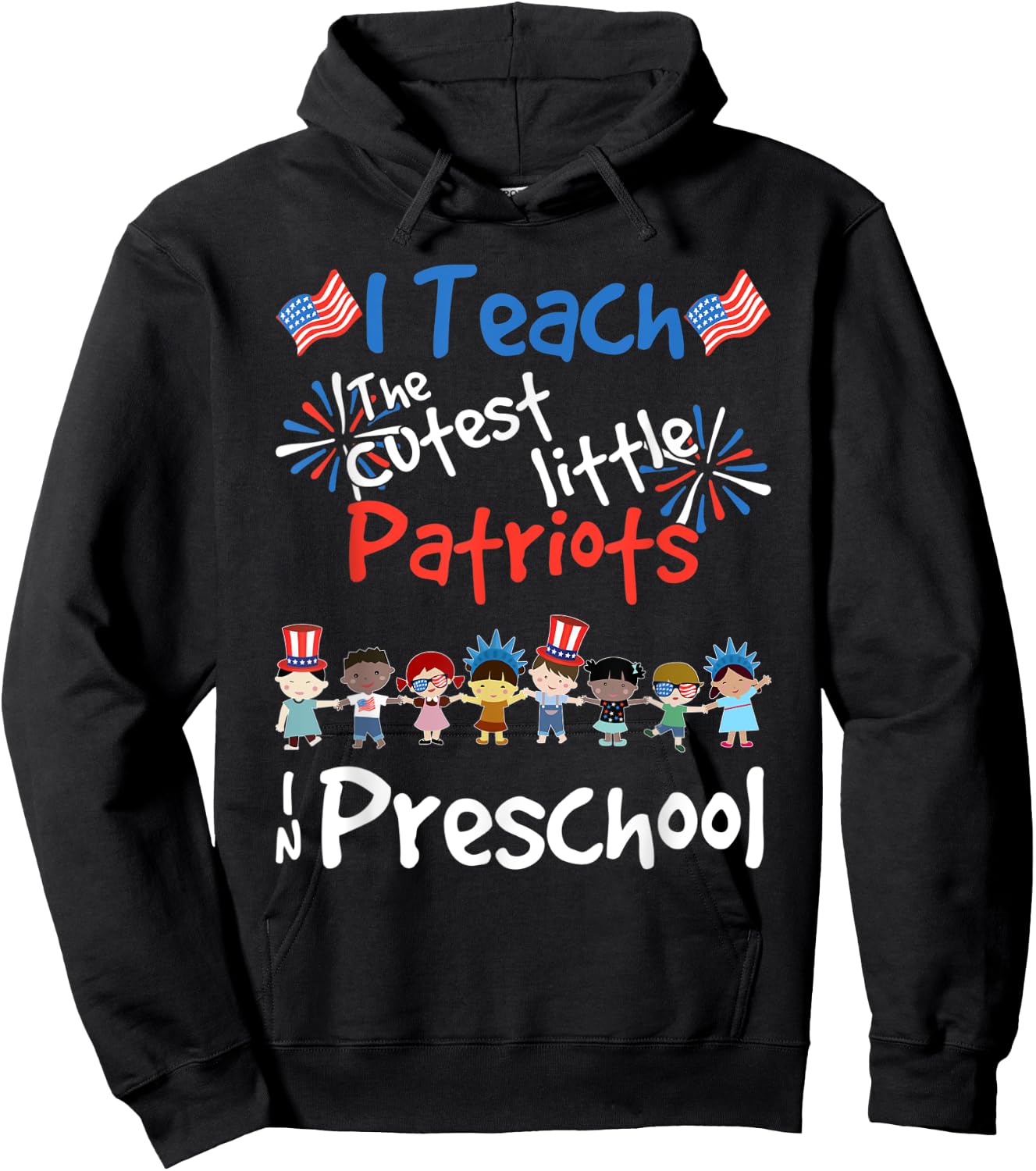 4th Of July Preschool Teacher Shirt For Teachers Patriot Hoodie - Hoodie | Black