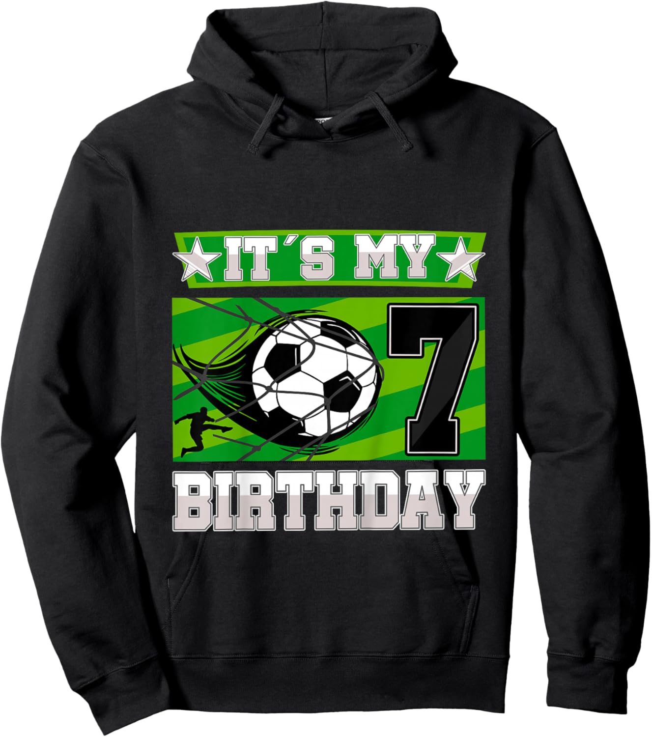 Soccer Birthday Party - 7th Birthday Boy 7 Years Old Hoodie - Hoodie | Black