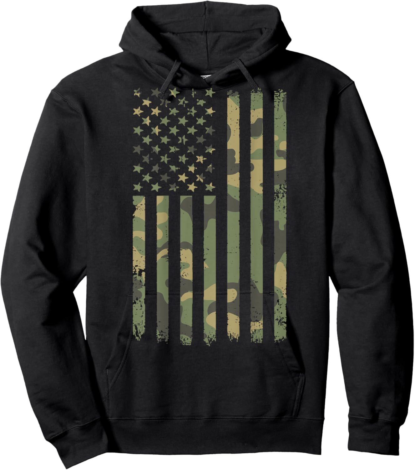 Vintage Camouflage American Flag Men, Women, Teens, & Kids Hoodie - Hoodie | Black
