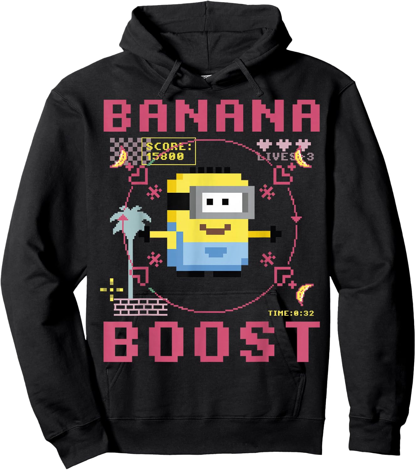 Despicable Me Minions 8-Bit Banana Boost Graphic Hoodie - Hoodie | Black