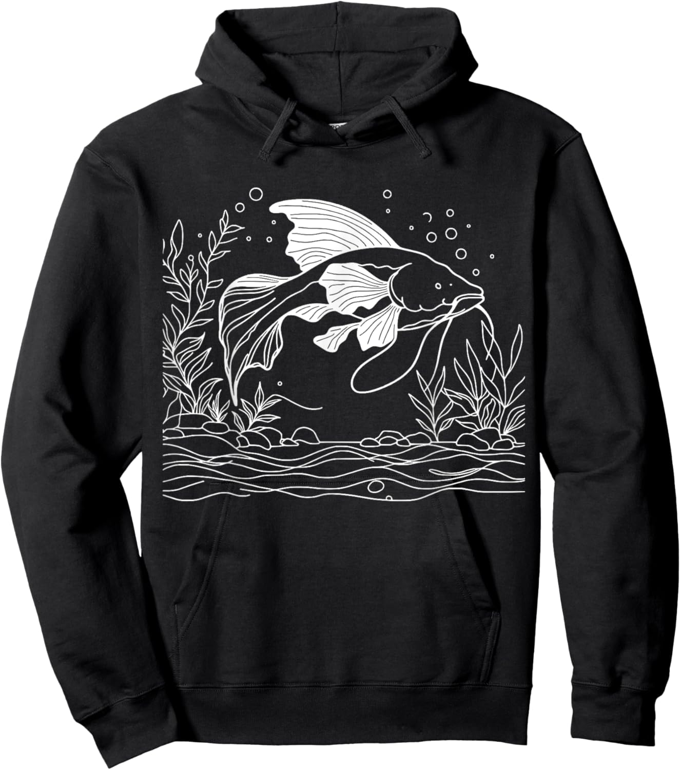 Line Art Fish & Ichthyologist African Lungfish Hoodie - Hoodie | Black