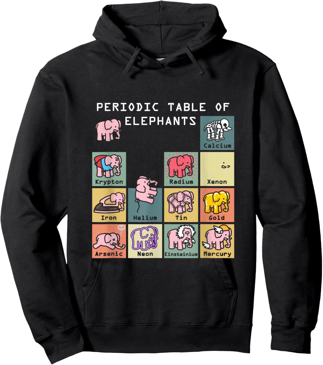 Periodic Table Science Club Biology Teacher Elephant Lover Hoodie - Hoodie | Black