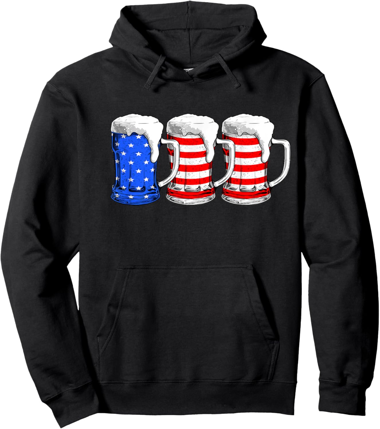 Beer 4th Of July Men Women American Flag Red White Blue Beer Hoodie - Hoodie | Black
