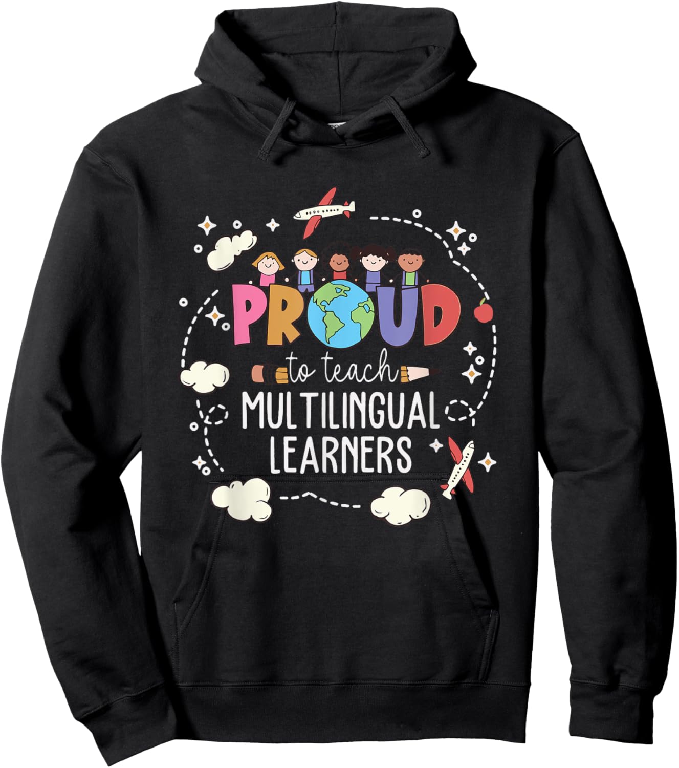 Proud To Teach Multilingual Learner ESL English Teacher Hoodie - Hoodie | Black