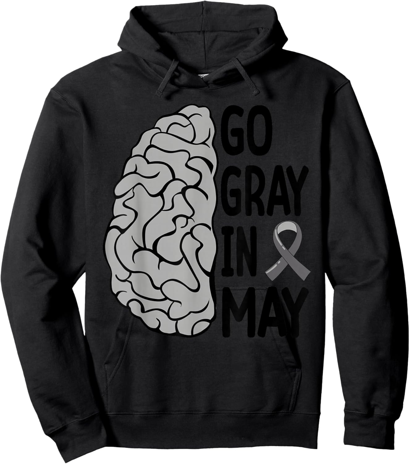 Glioblastoma Awareness Ribbon Brain Tumor Go Gray In May Hoodie - Hoodie | Black