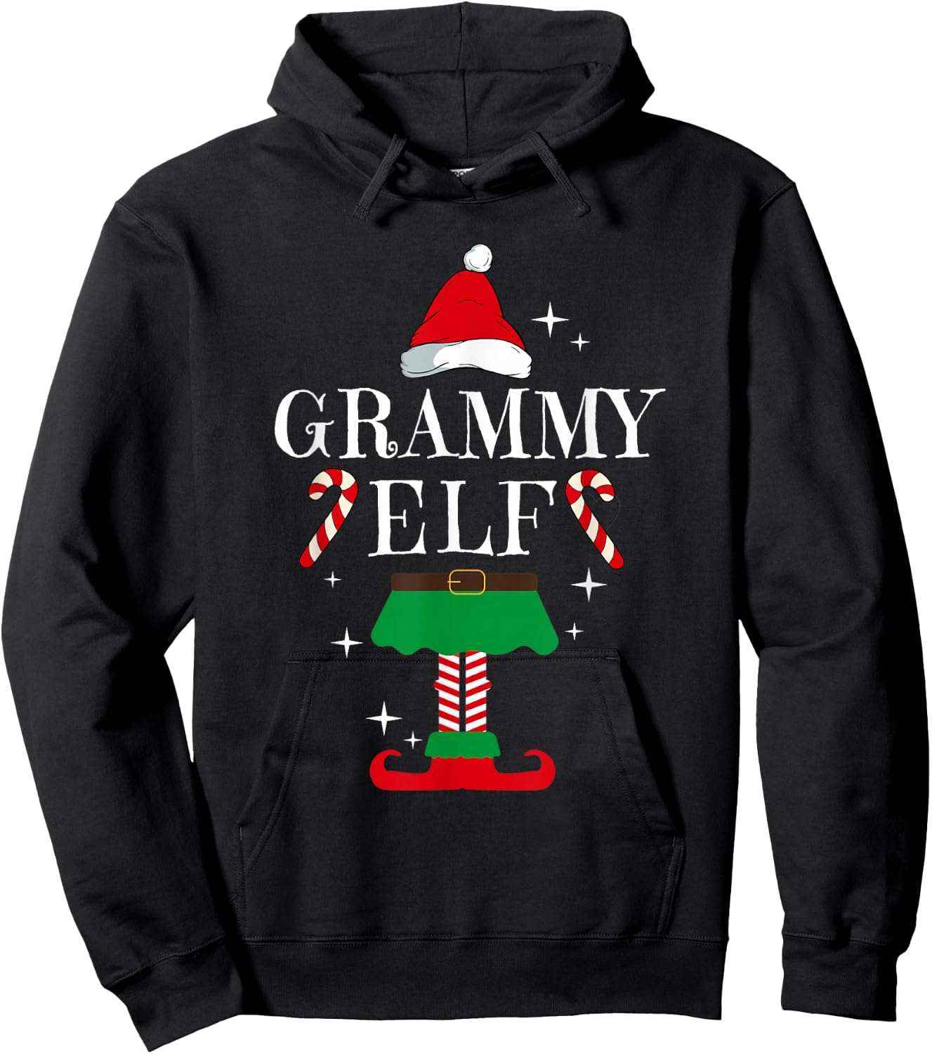 Grammy Elf Shirt Christmas Family Elf Holiday Xmas Elf Hoodie - Hoodie | Black
