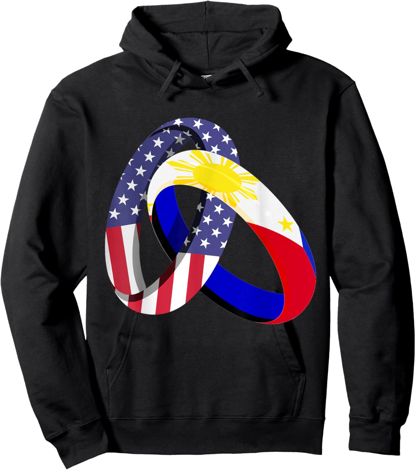 Philippines American Ring Heritage Month Filipino Flag Hoodie - Hoodie | Black