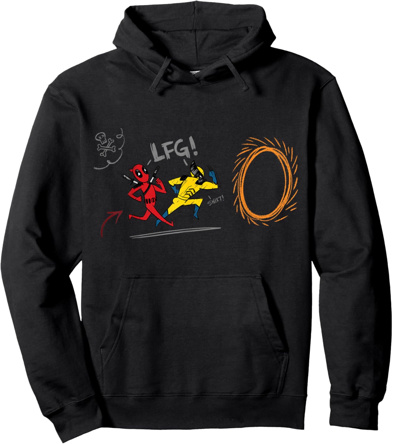 Marvel Studios Deadpool & Wolverine Portal Run Doodle LFG Hoodie - Hoodie | Black