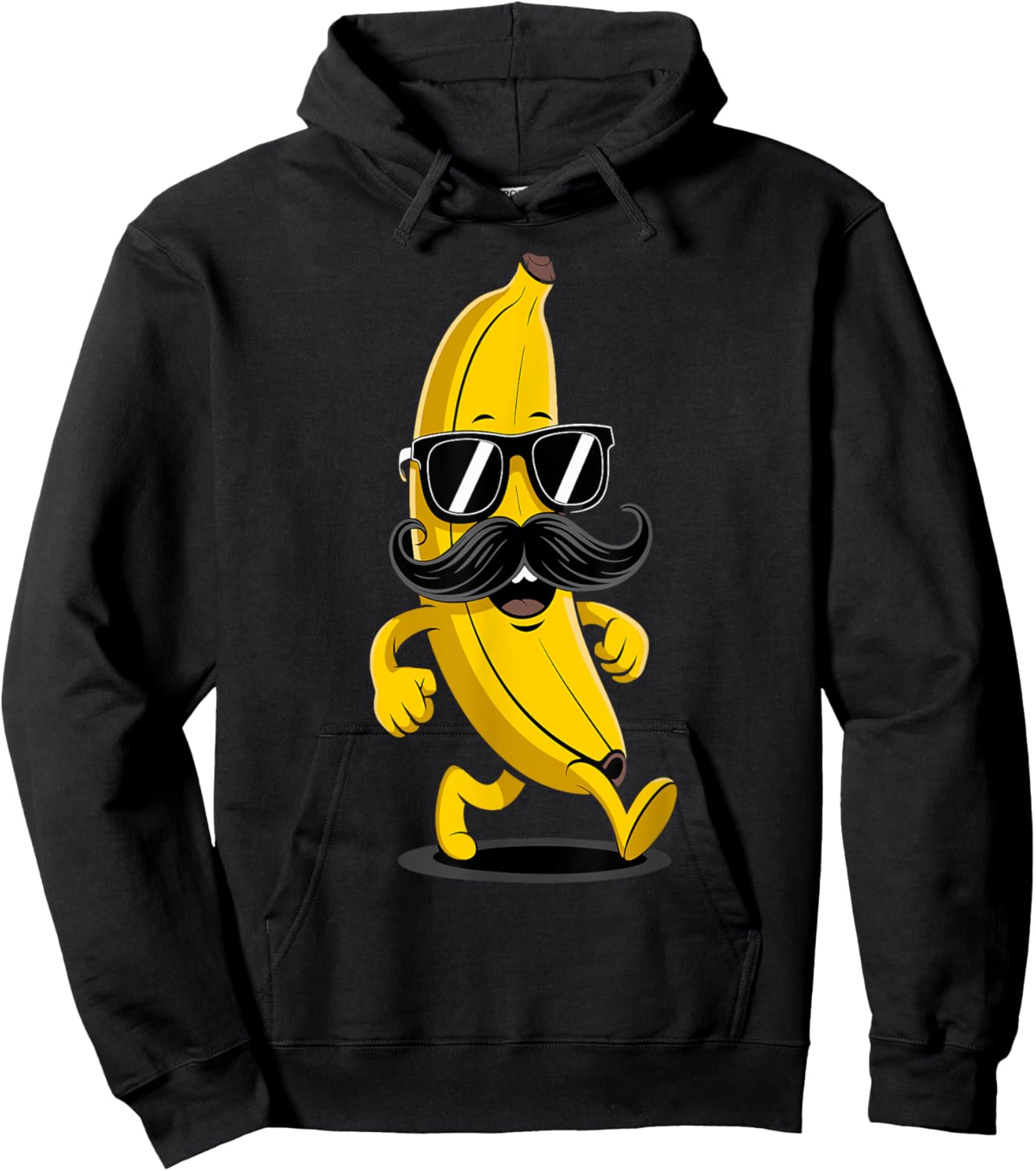 Banana Mustache Sunglasses Face Funny Fruit Cool Banana Hoodie - Hoodie | Black