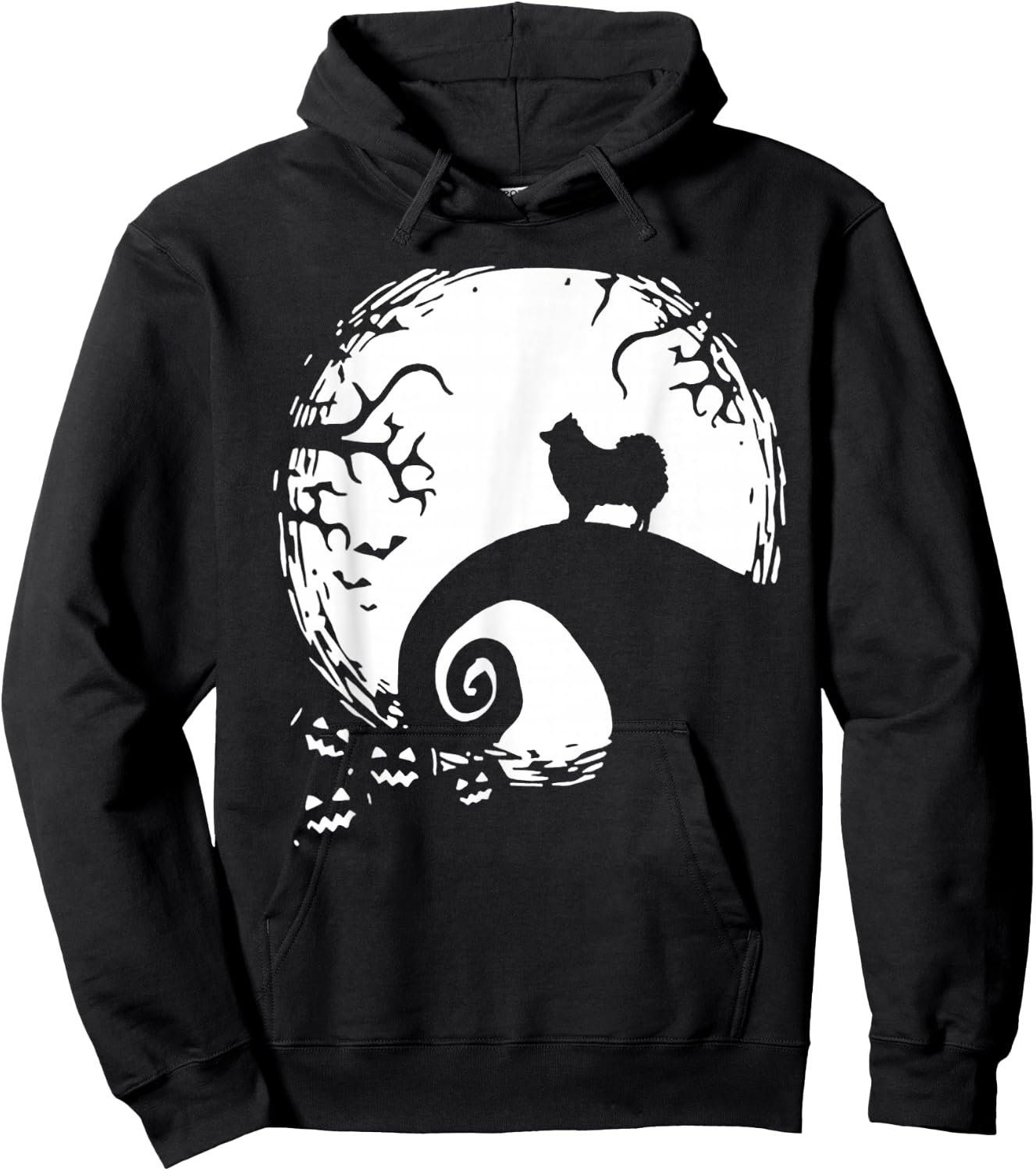 Pomeranian with Moon Halloween Hoodie - Hoodie | Black