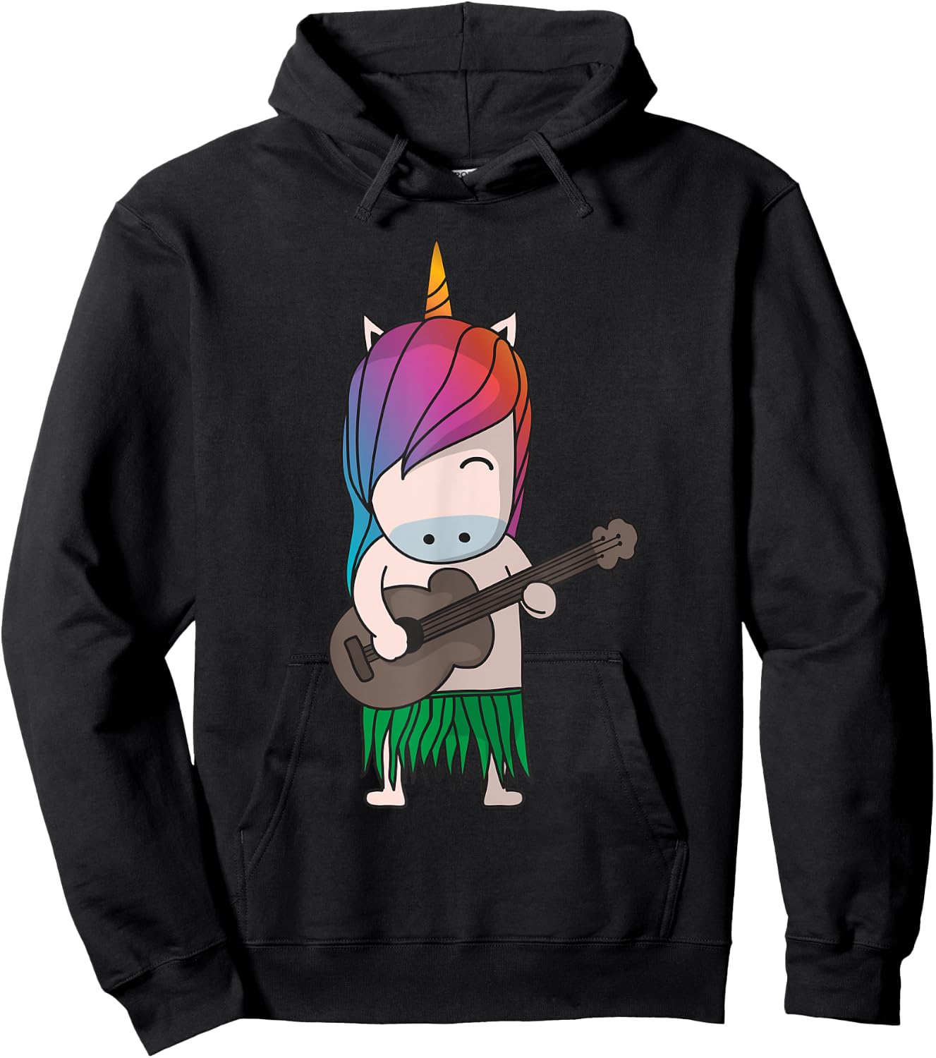 Unicorn Ukulele Luau Cute Funny Hawaii Music Hoodie - Hoodie | Black