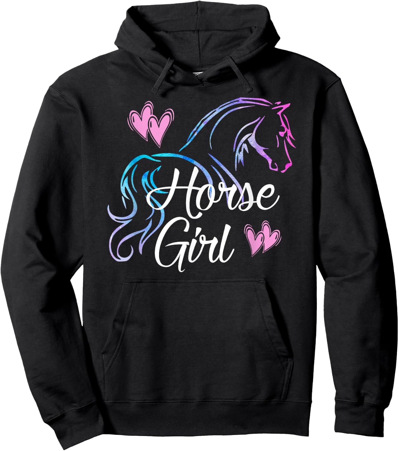 HORSE GIRL Equestrian Rider Teen Tween Kid Women Horse Lover Hoodie - Hoodie | Black