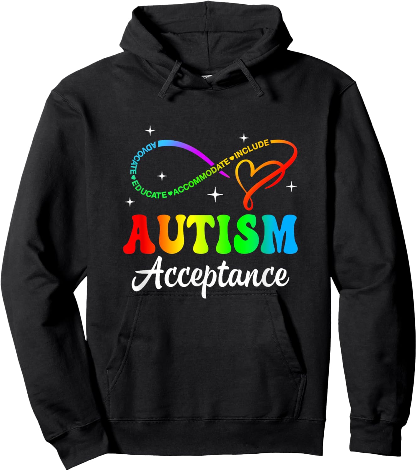 Autism Awareness Acceptance Infinity Symbol Men Women Kid Hoodie - Hoodie | Black