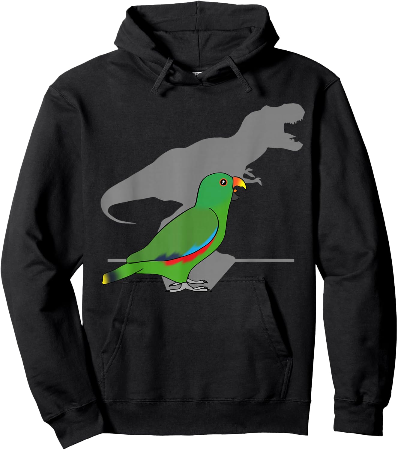 Funny T-rex Male Eclectus, Green dinosaur Parrot, Birb memes Hoodie - Hoodie | Black