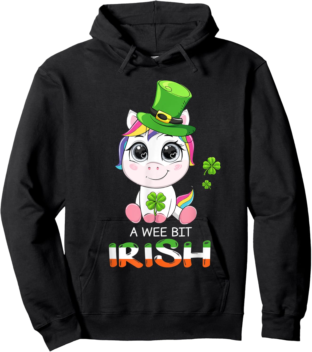 Unicorn A Wee Bit Irish Green For Patrick’s Day Lover Hoodie - Hoodie | Black