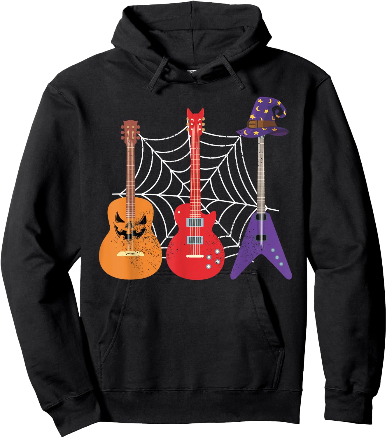 Trick Or Treat Music Guitar Guitarist Gift Spooky Halloween Hoodie - Hoodie | Black