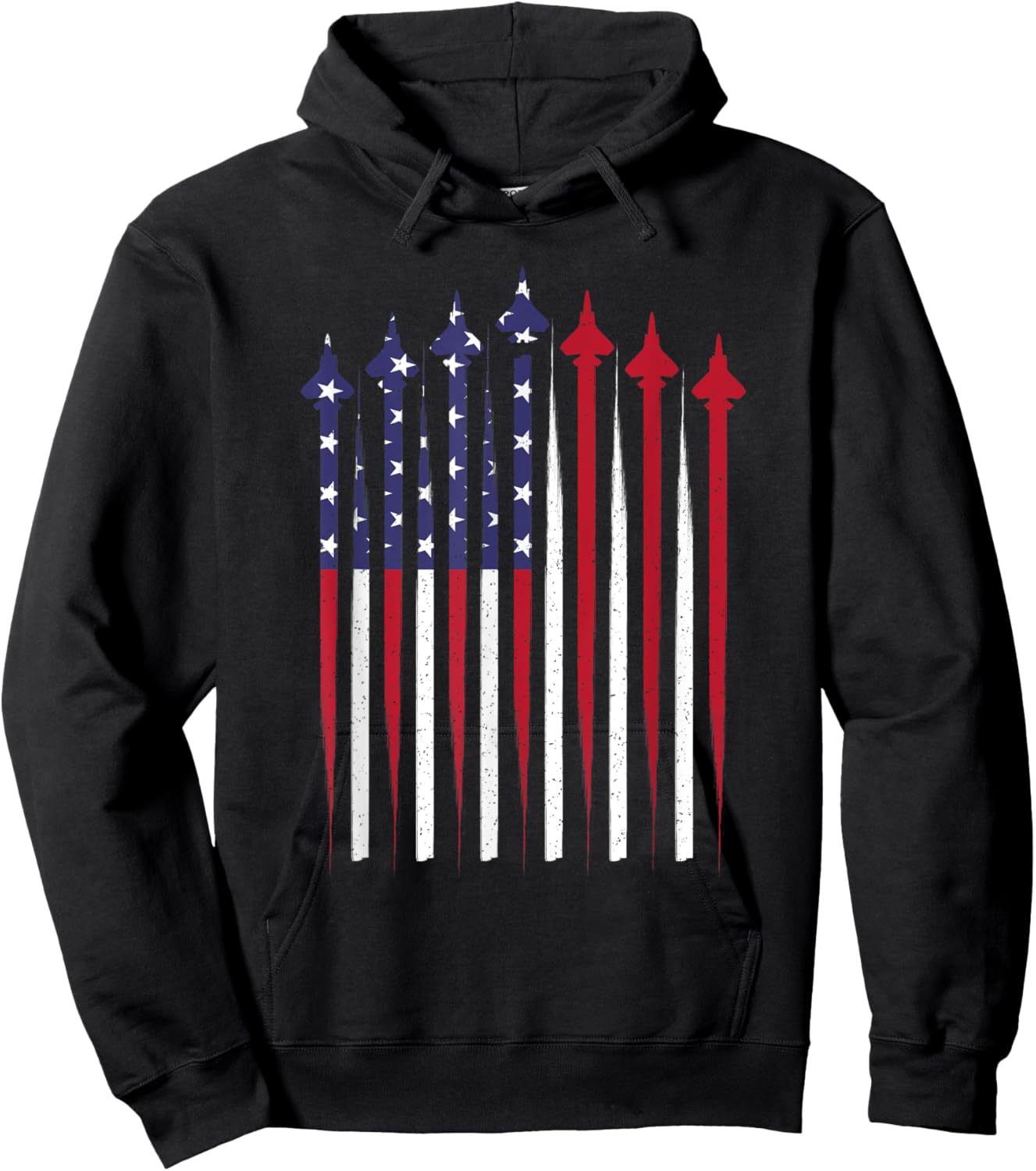 4th Of July Patriotic American Flag Jet Aviator USA Men Boys Hoodie - Hoodie | Black