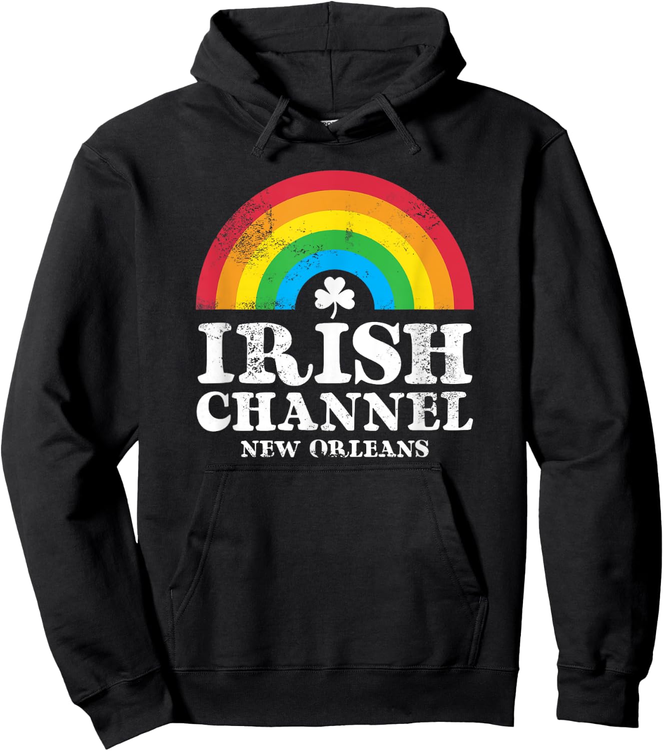 Irish Channel New Orleans Vintage St Patrick's Day Rainbow Hoodie - Hoodie | Black