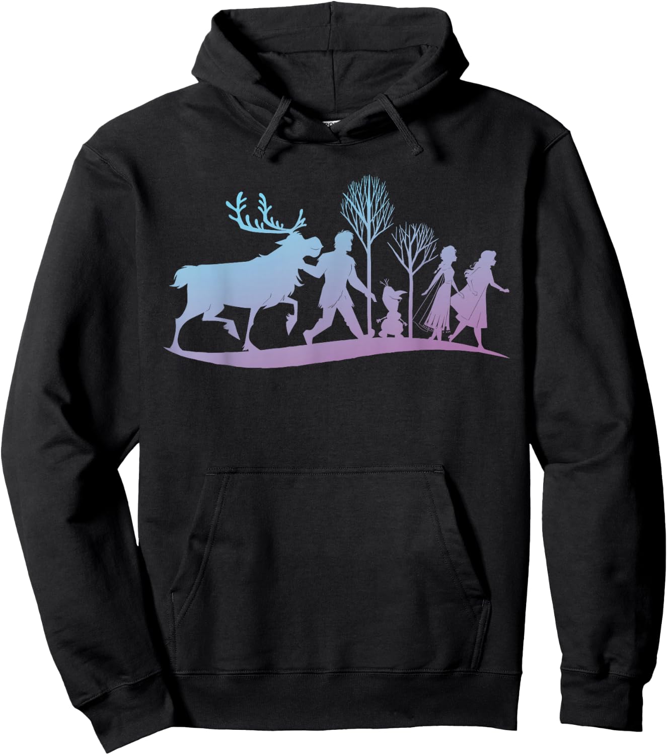 Disney Frozen 2 Characters Gradient Silhouette Hoodie - Hoodie | Black