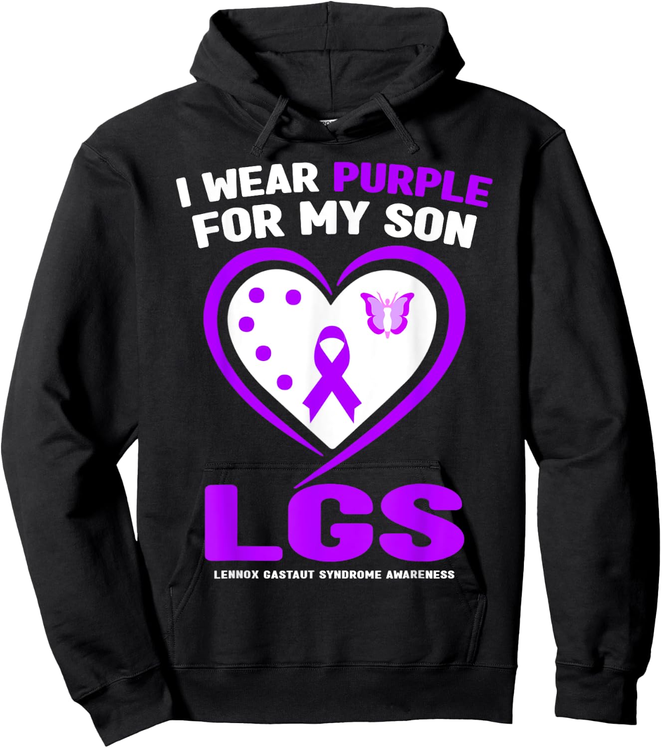 I Wear Purple For My Son Lennox Gastaut Syndrome Awareness Hoodie - Hoodie | Black