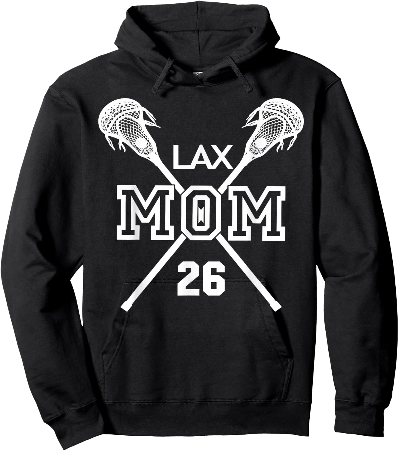 Proud Love Lacrosse Mom #26 LAX Player Number 26 Mothers Day Hoodie - Hoodie | Black