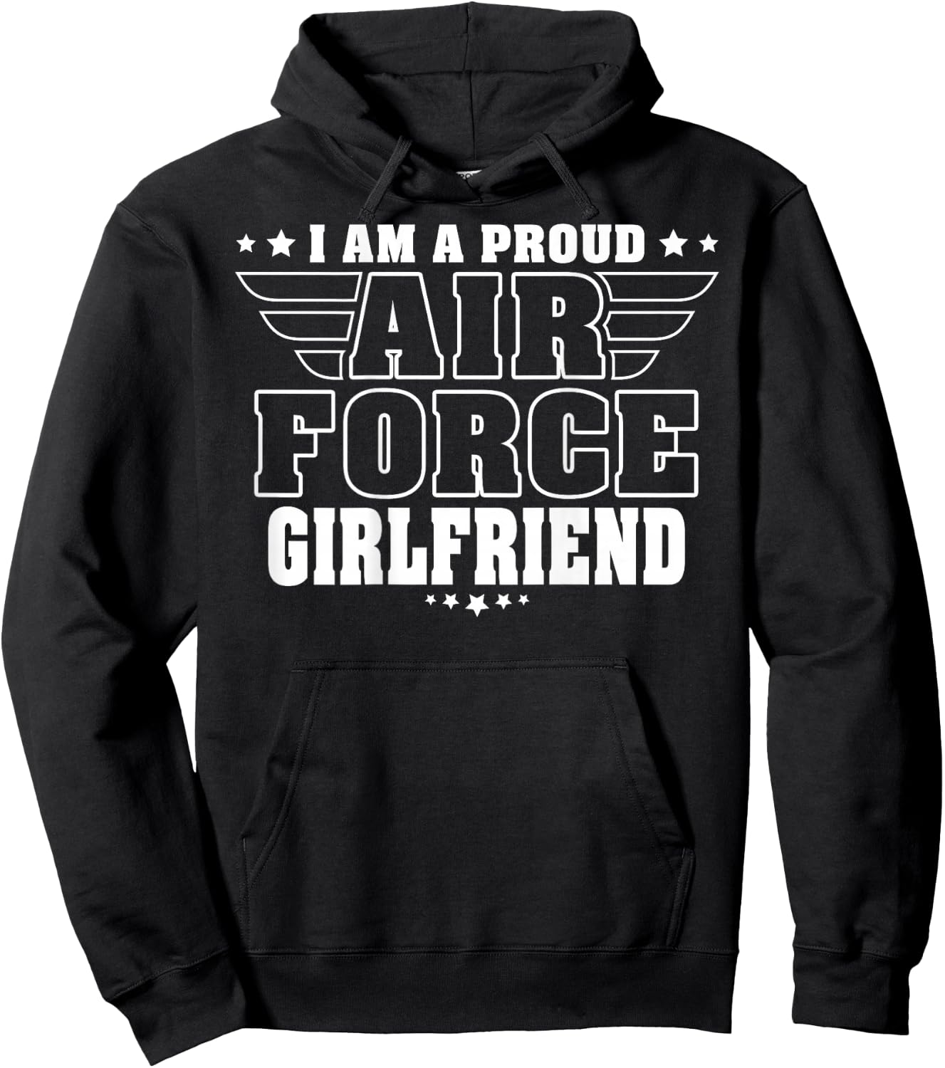 Proud Air Force Girlfriend Patriotic Pride Military Couple Hoodie - Hoodie | Black