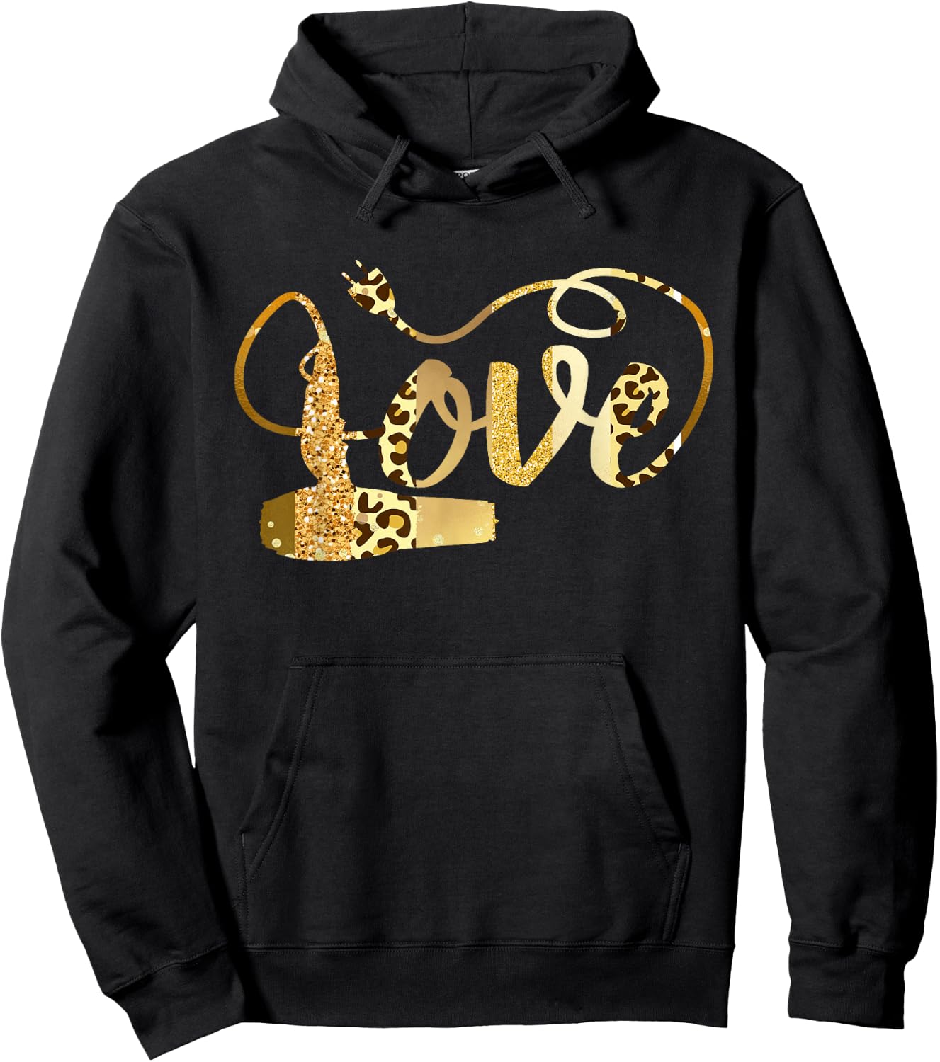 Hair Stylist LOVE Valentine Hairdresser Leopard Animal Print Hoodie - Hoodie | Black