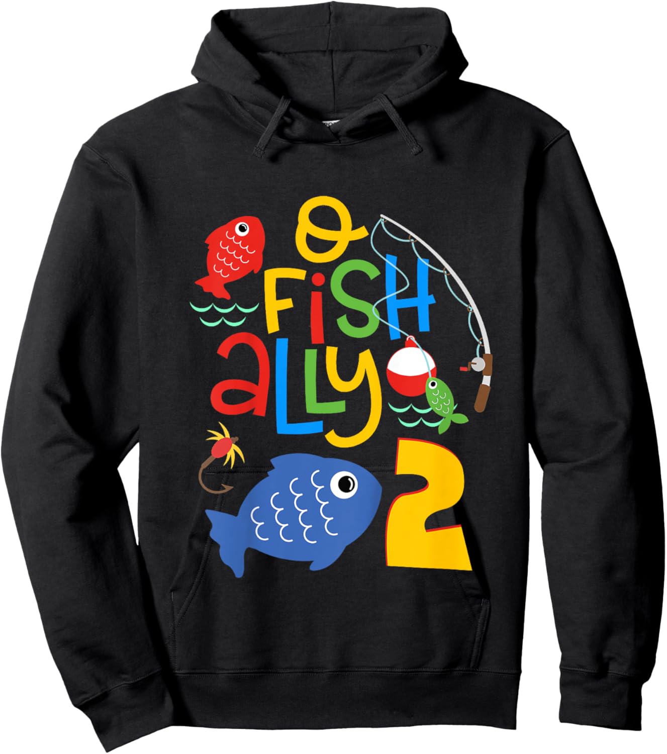 Kids O-Fish-Ally Two Birthday Decorations 2 Year Old 2nd Bday Hoodie - Hoodie | Black
