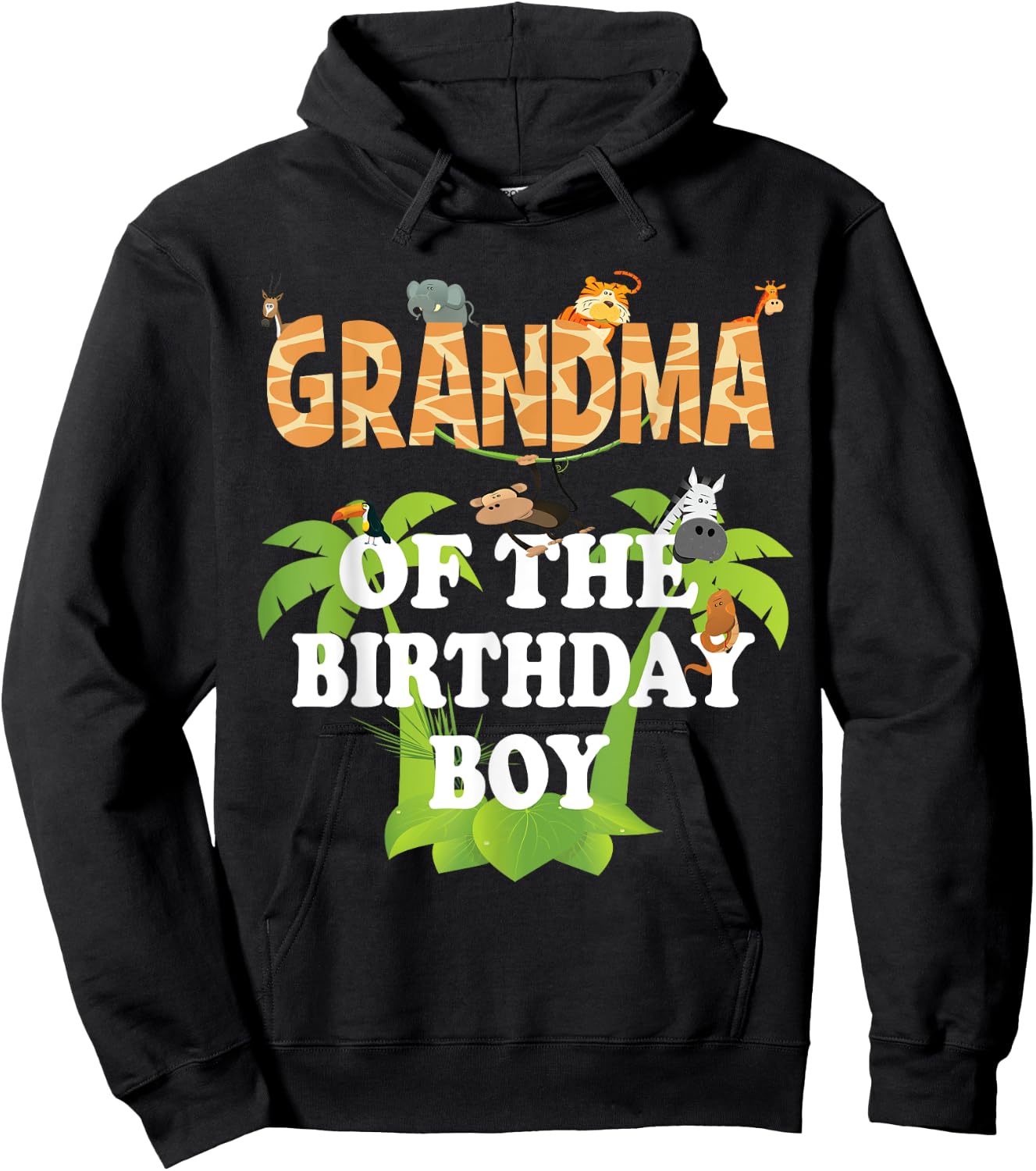 Grandma Of The Birthday Boy Zoo Theme Animal Party Hoodie - Hoodie | Black