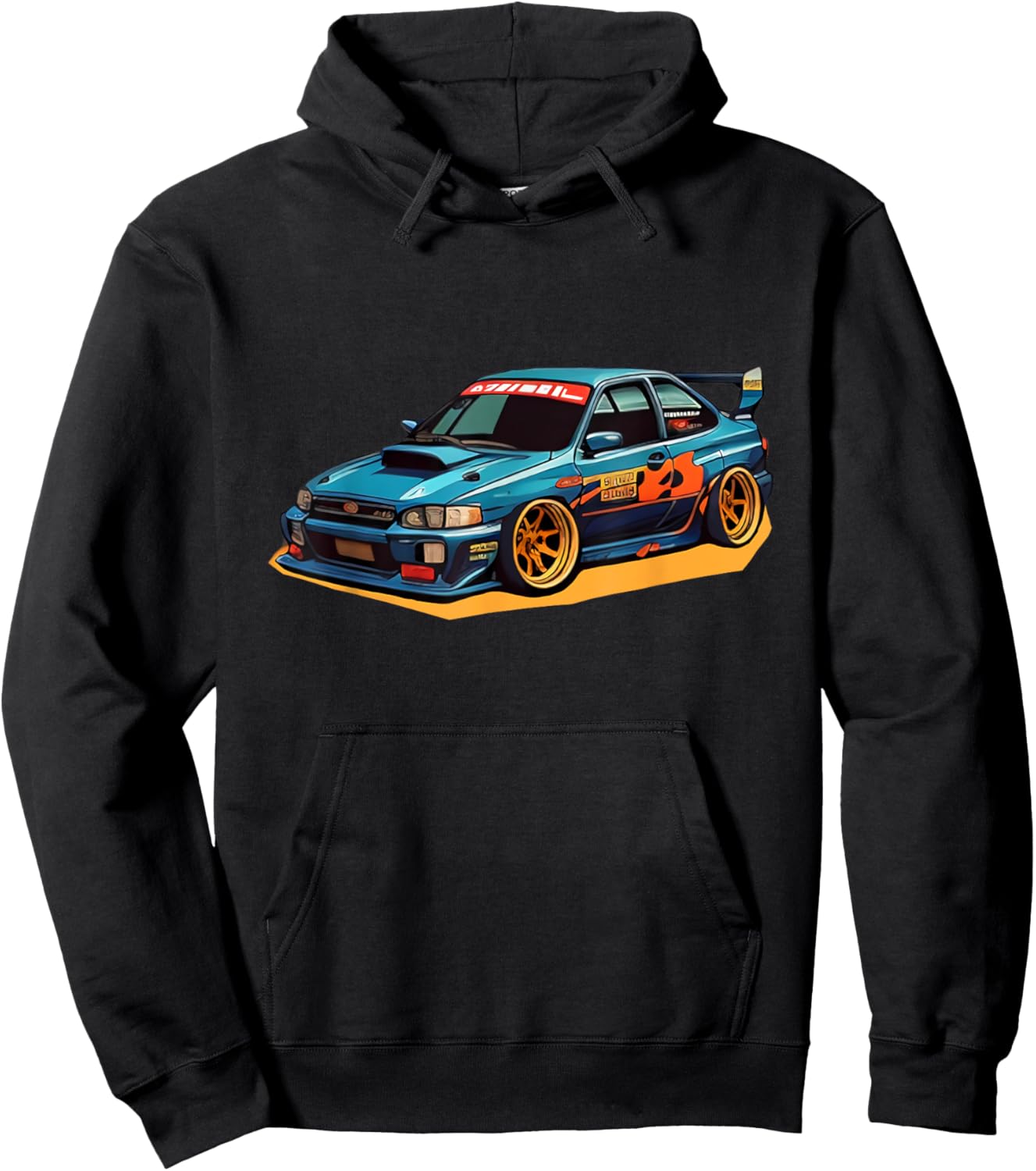 Sports Car Drift 90s Retro Cartoon Japanese Hoodie - Hoodie | Black