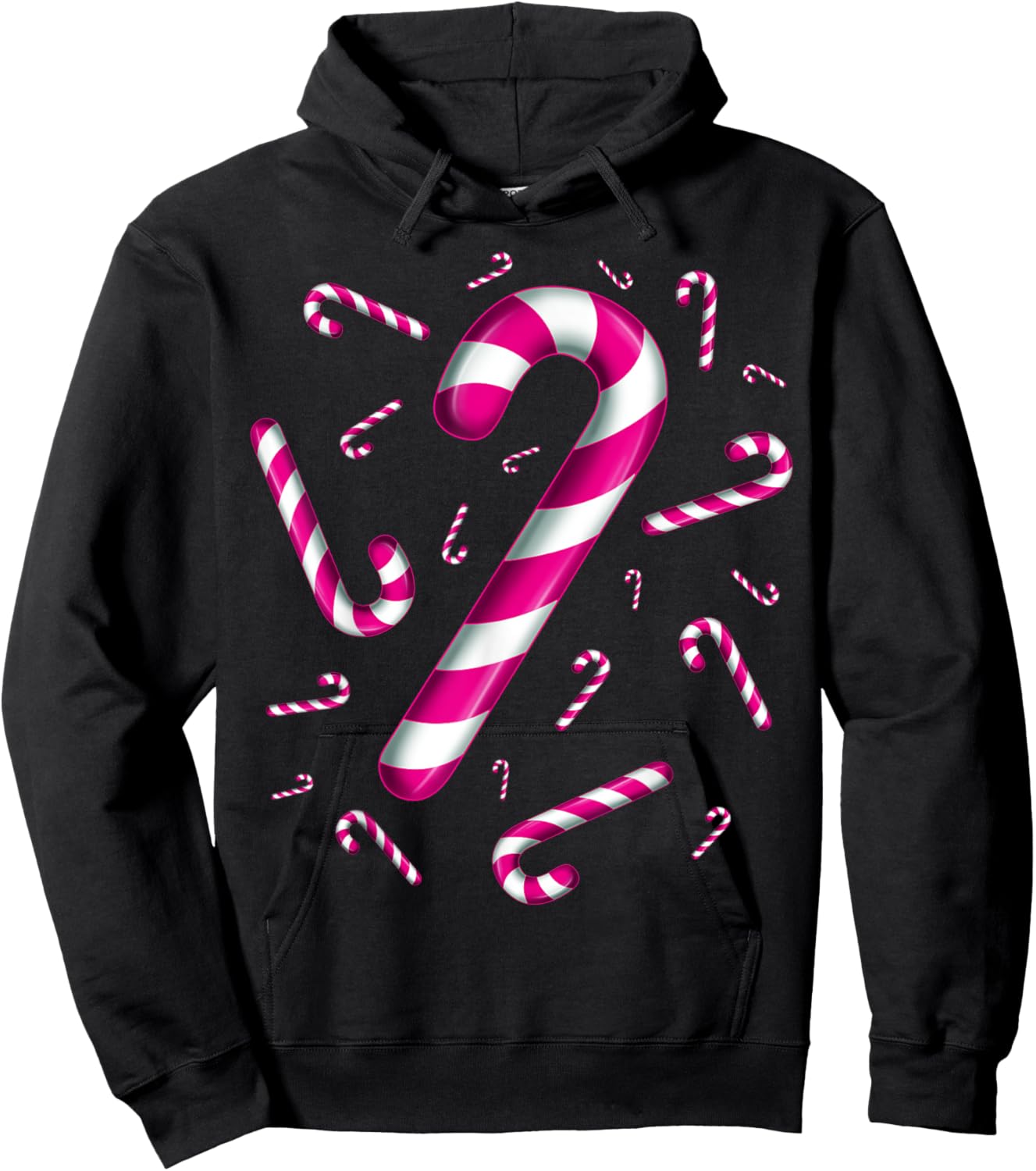 Candy Cane Christmas Crew Santa Pink Kids Girls Hoodie - Hoodie | Black