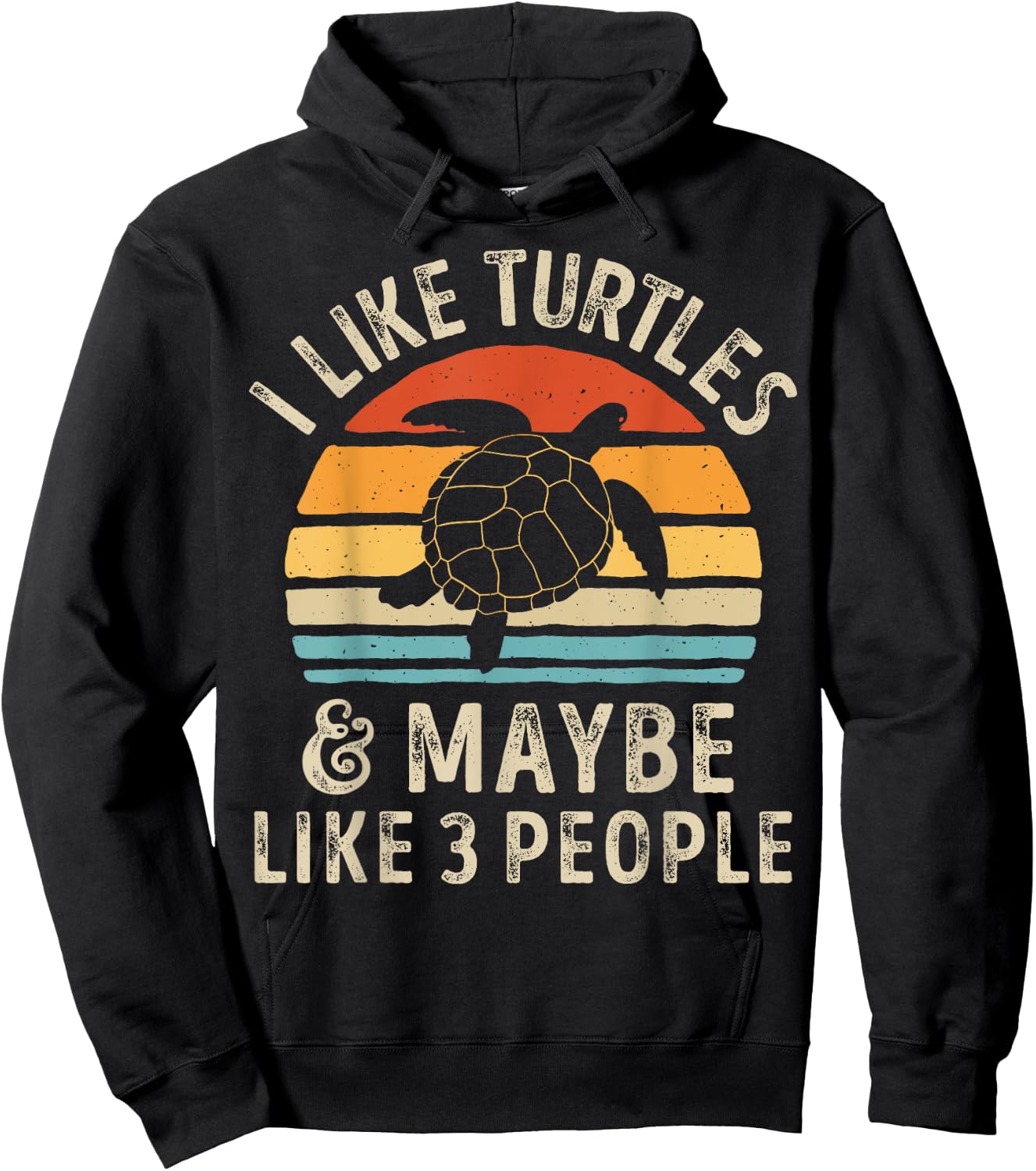 I Like Turtles and Maybe 3 People Turtle Reptile Lover Retro Hoodie - Hoodie | Black