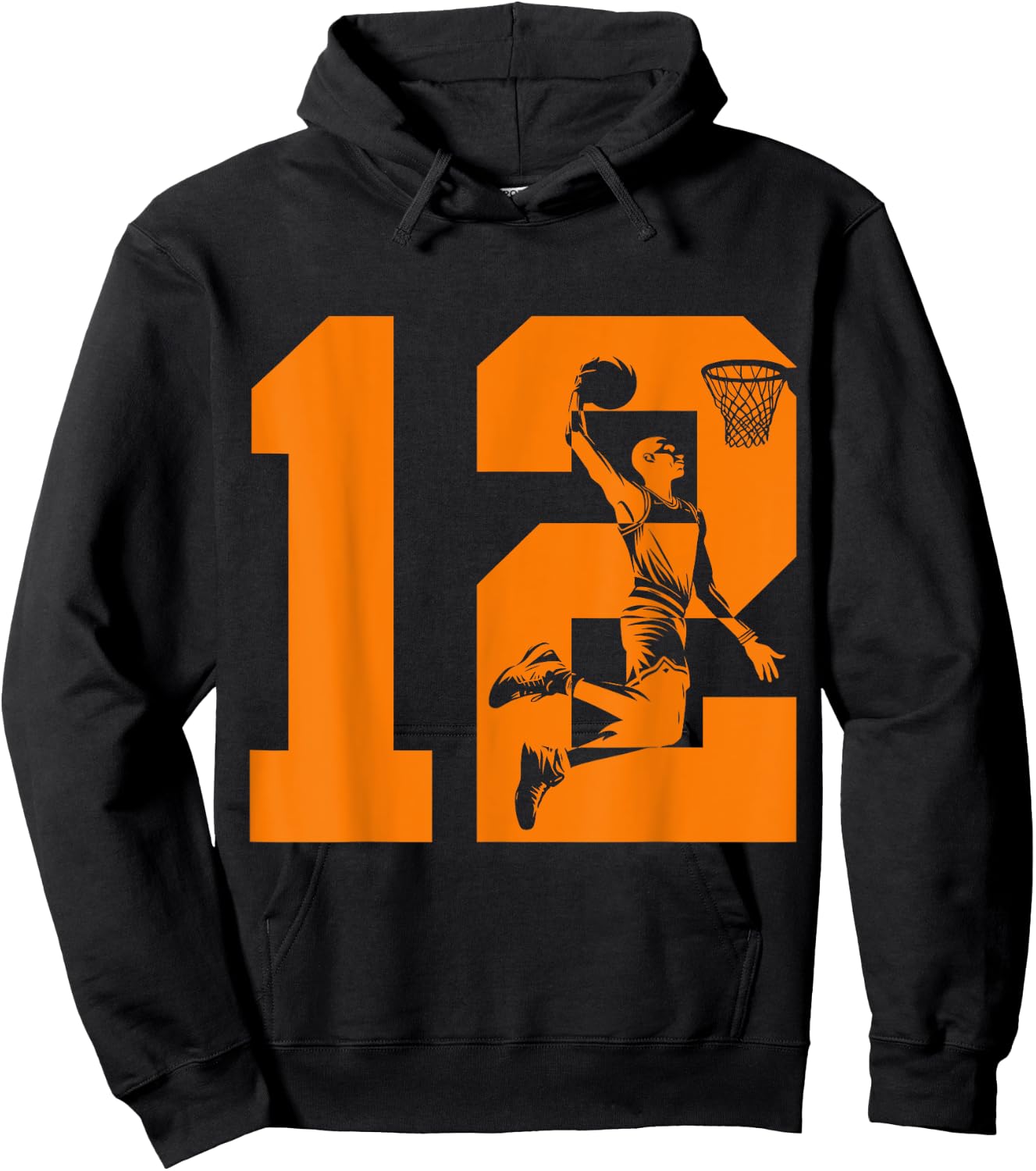 Number 12 Basketball 12th Birthday Hoodie - Hoodie | Black