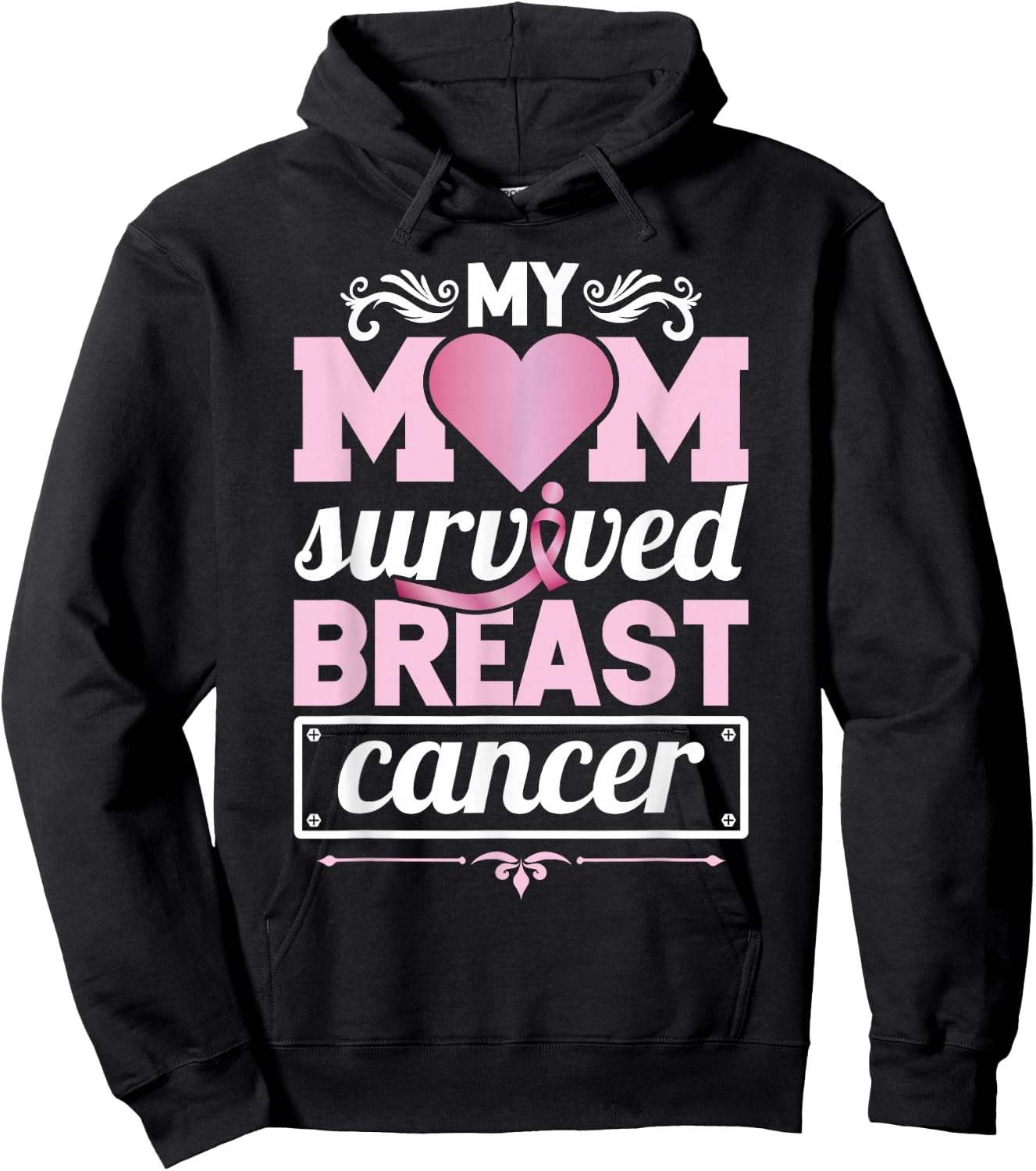 My Mom Survived Breast Cancer Awareness Survivor Hoodie - Hoodie | Black