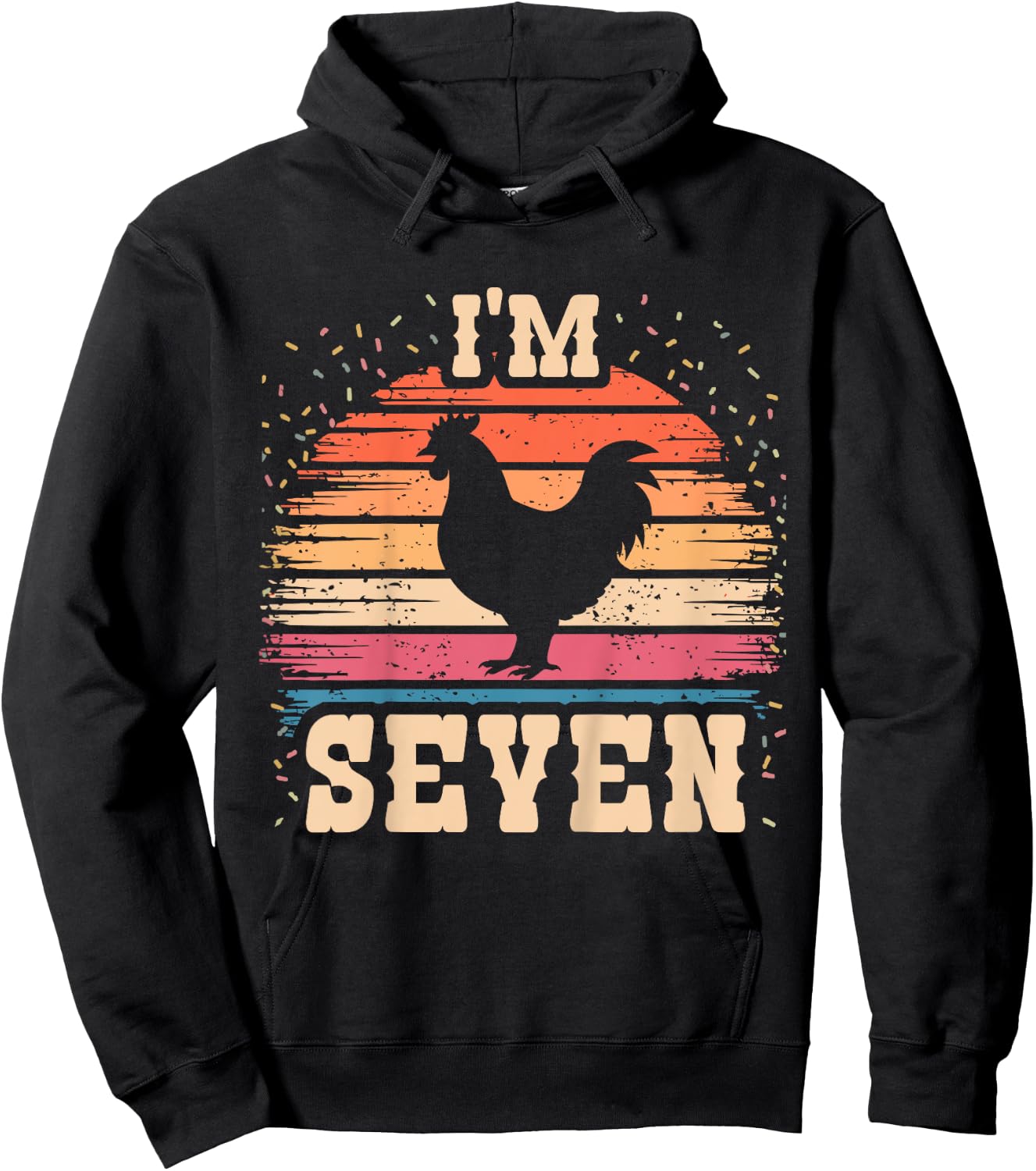 Chicken 7 Year Old Birthday Boy Girl 7th Chicken Birthday Hoodie - Hoodie | Black