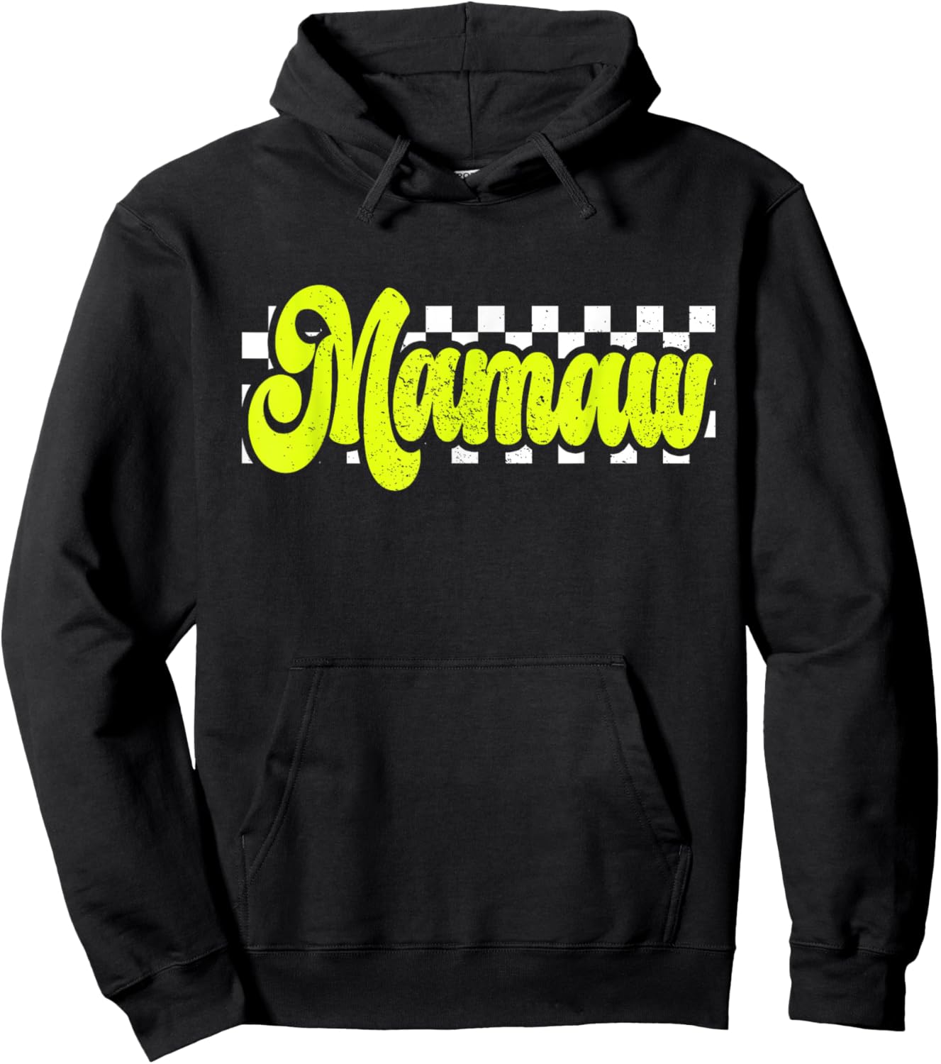 Mamaw Retro Checkered Distressed design Hoodie - Hoodie | Black