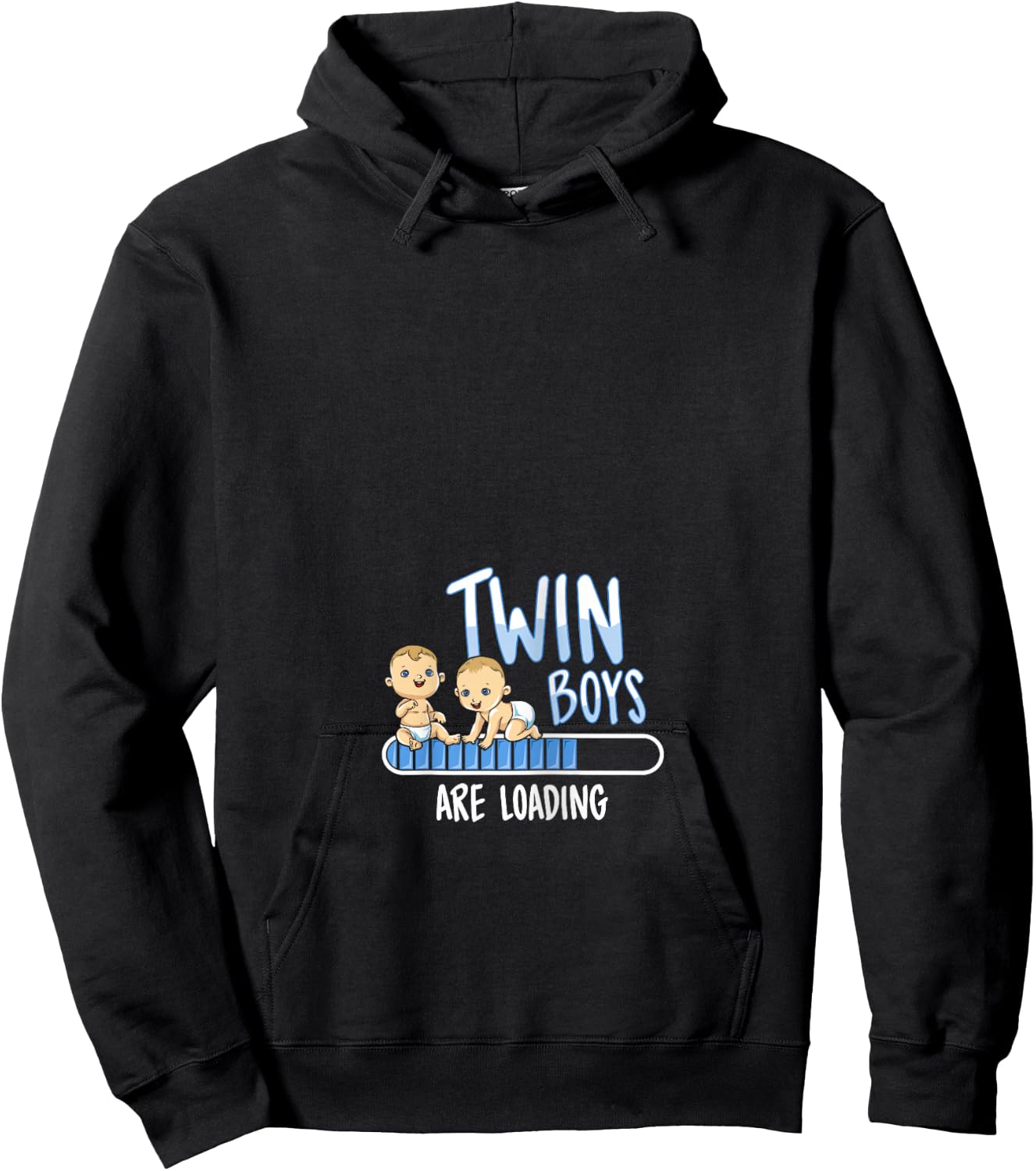 Twin Boys Loading Pregnancy Announcement Shirt Gift Hoodie - Hoodie | Black