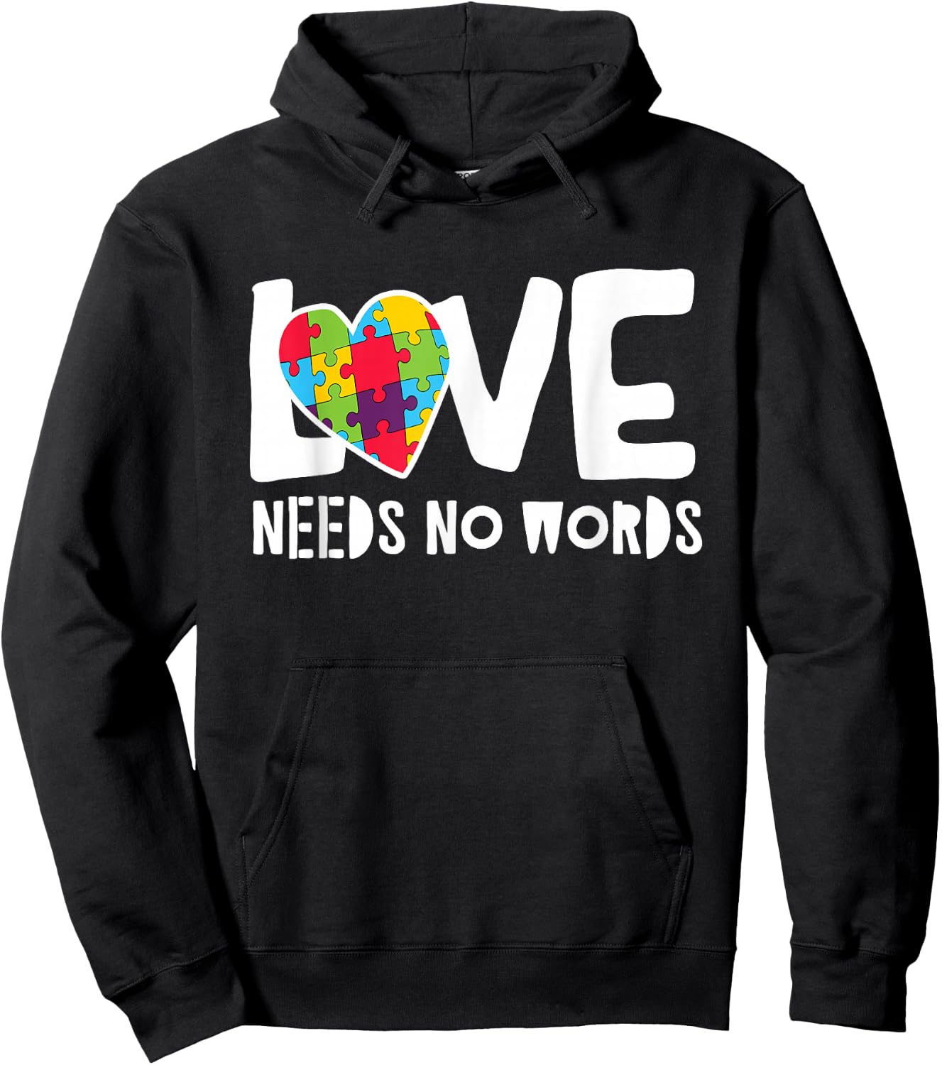 Love Needs No Words Autism Hoodie - Hoodie | Black