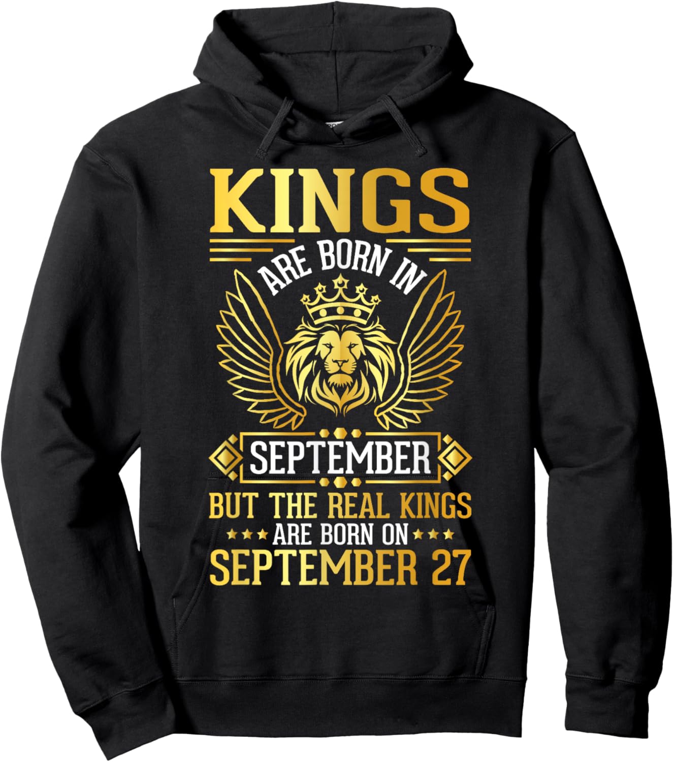 Kings Are Born In Sept Real Kings Are Born On September 27 Hoodie - Hoodie | Black