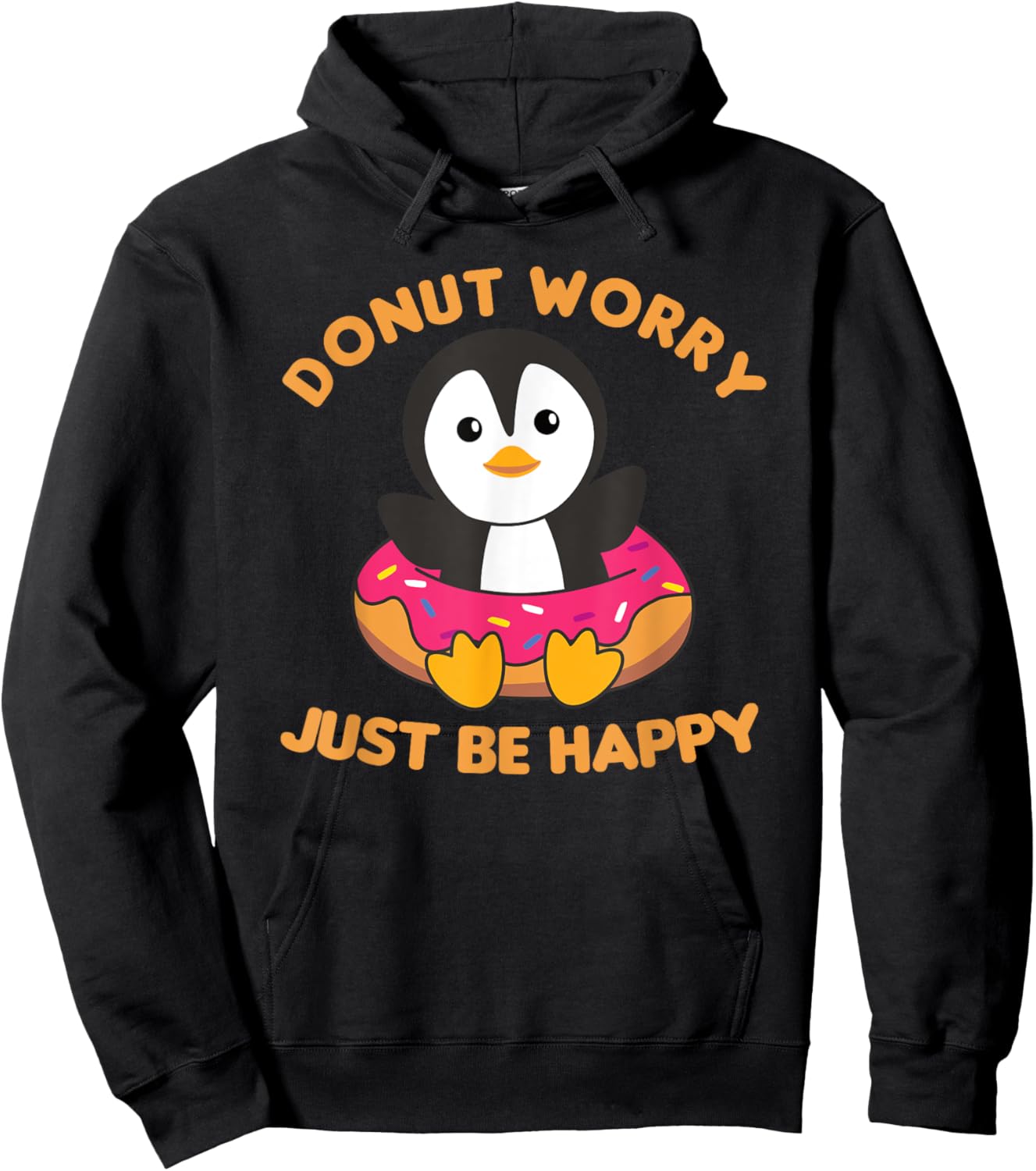 Cute Penguin Funny Animals In Donut Sweet Pastry Penguins Hoodie - Hoodie | Black