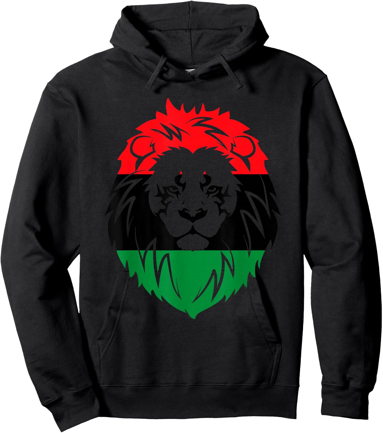 Pan African Flag - Lion Face Africa Unia Flag Hoodie - Hoodie | Black