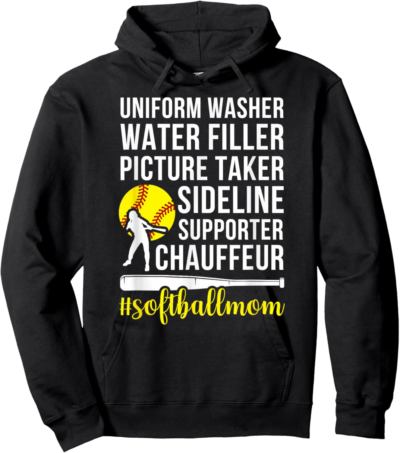Softball Mom Definition Mom of A Softball Player Mother Hoodie - Hoodie | Black