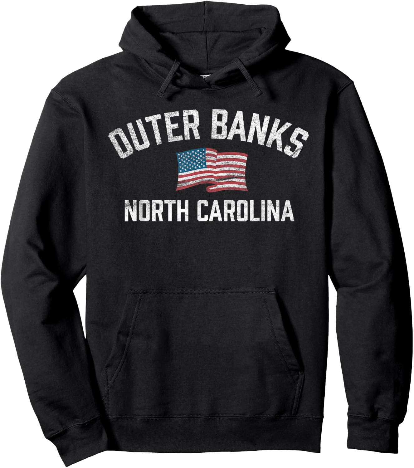 Outer Banks OBX North Carolina NC USA Flag White Vintage Hoodie - Hoodie | Black